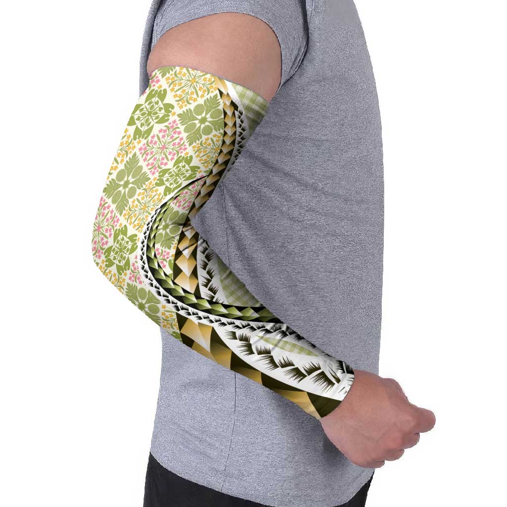 Aloha Vintage Palaka Floral Hawaiian Quilt Arm Sleeves Omaomao Motif - Polynesian Pride