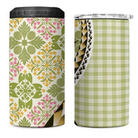 Aloha Vintage Palaka Floral Hawaiian Quilt 4 in 1 Can Cooler Tumbler Omaomao Motif LT9 One Size: 16 oz Lime - Polynesian Pride