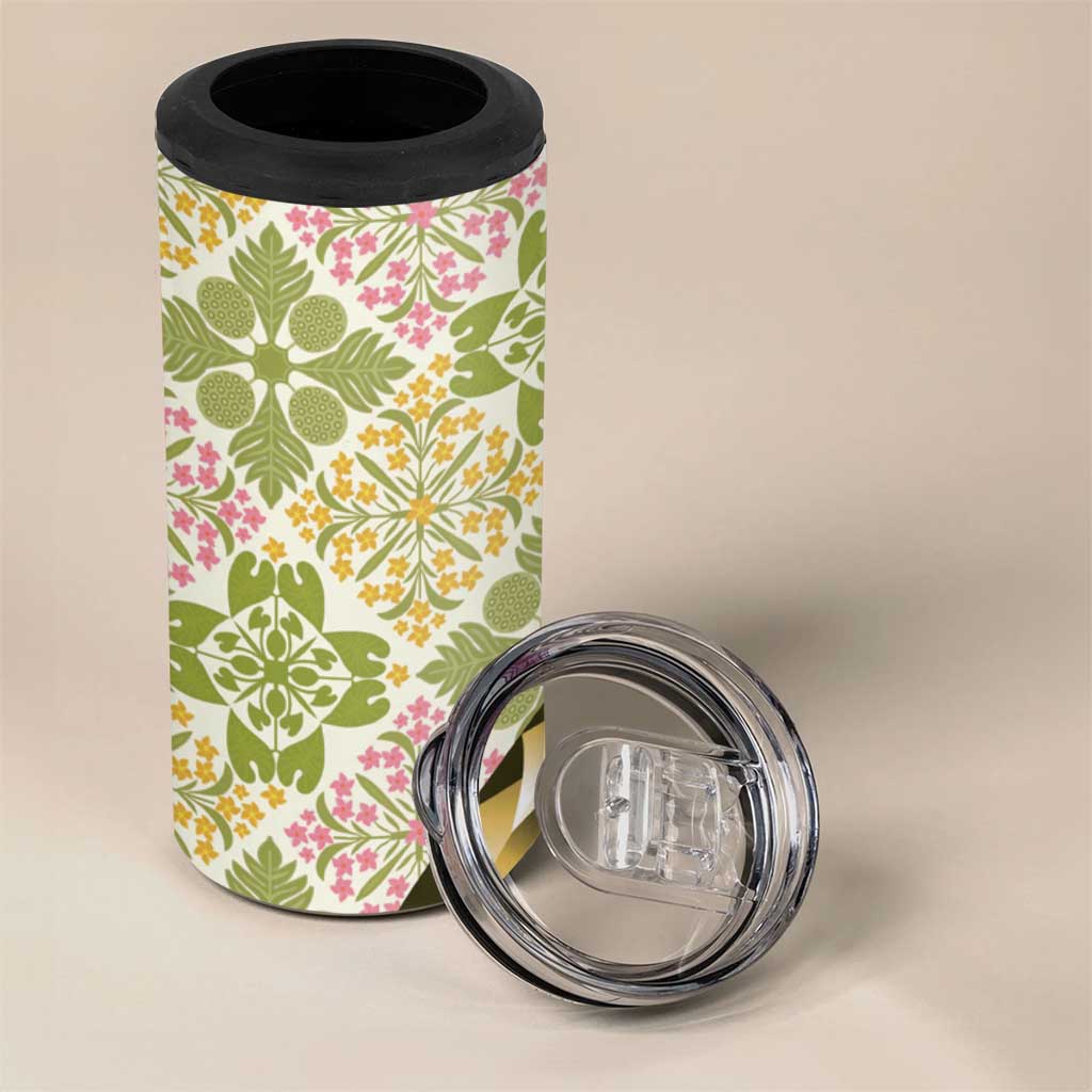 Aloha Vintage Palaka Floral Hawaiian Quilt 4 in 1 Can Cooler Tumbler Omaomao Motif LT9 - Polynesian Pride