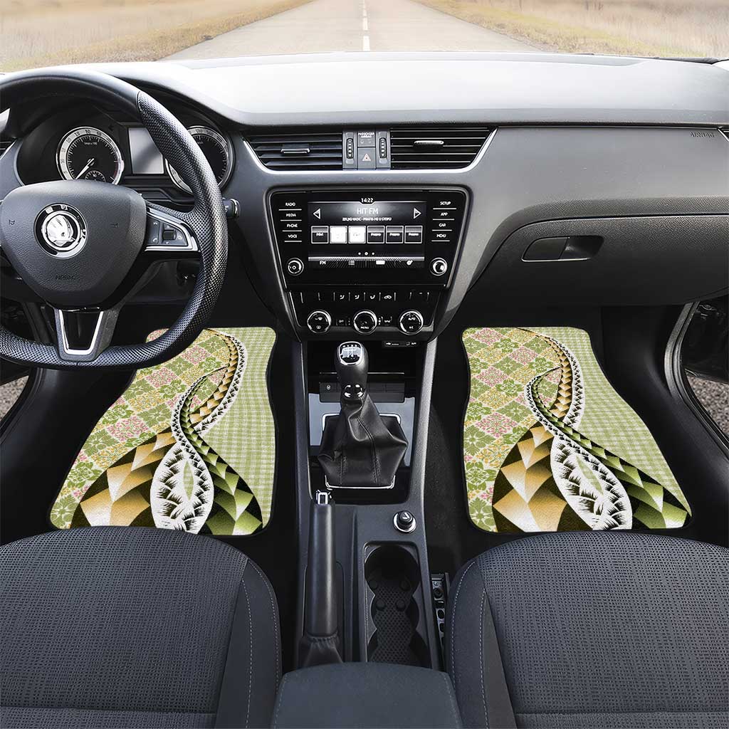 Aloha Vintage Palaka Floral Hawaiian Quilt Car Mats Omaomao Motif - Polynesian Pride