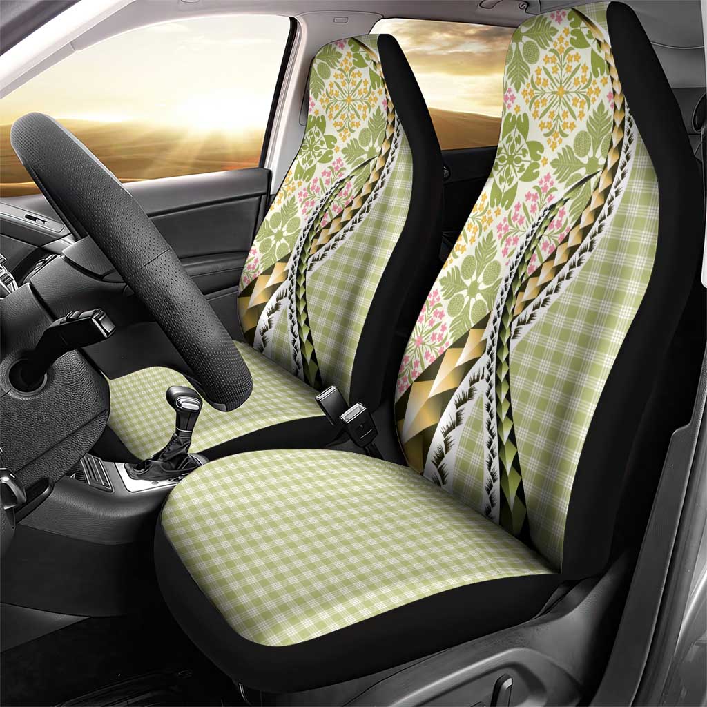 Aloha Vintage Palaka Floral Hawaiian Quilt Car Seat Cover Omaomao Motif - Polynesian Pride