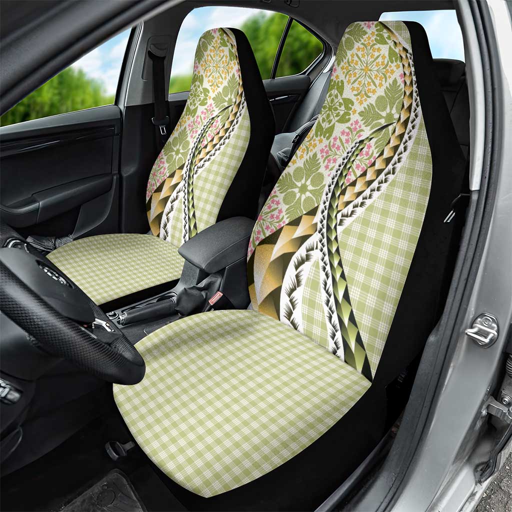 Aloha Vintage Palaka Floral Hawaiian Quilt Car Seat Cover Omaomao Motif - Polynesian Pride