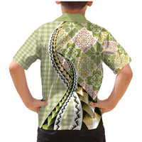 Aloha Vintage Palaka Floral Hawaiian Quilt Family Matching Mermaid Dress and Hawaiian Shirt Omaomao Motif LT9 - Polynesian Pride