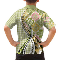 Aloha Vintage Palaka Floral Hawaiian Quilt Family Matching Puletasi and Hawaiian Shirt Omaomao Motif LT9 - Polynesian Pride