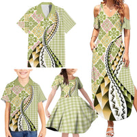 Aloha Vintage Palaka Floral Hawaiian Quilt Family Matching Summer Maxi Dress and Hawaiian Shirt Omaomao Motif LT9 - Polynesian Pride
