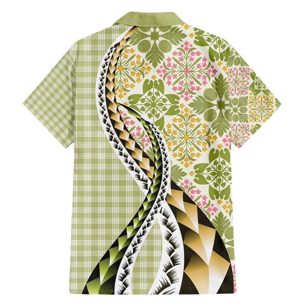 Aloha Vintage Palaka Floral Hawaiian Quilt Family Matching Summer Maxi Dress and Hawaiian Shirt Omaomao Motif LT9 - Polynesian Pride