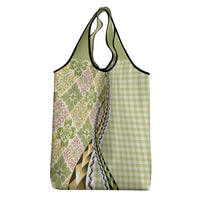 Aloha Vintage Palaka Floral Hawaiian Quilt Grocery Bag Omaomao Motif - Polynesian Pride