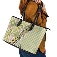 Aloha Vintage Palaka Floral Hawaiian Quilt Leather Tote Bag Omaomao Motif - Polynesian Pride