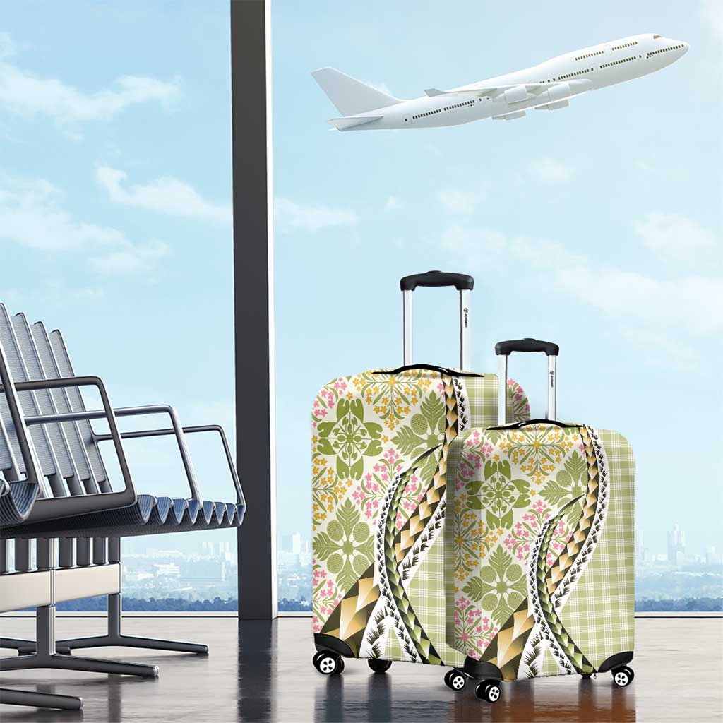 Aloha Vintage Palaka Floral Hawaiian Quilt Luggage Cover Omaomao Motif - Polynesian Pride