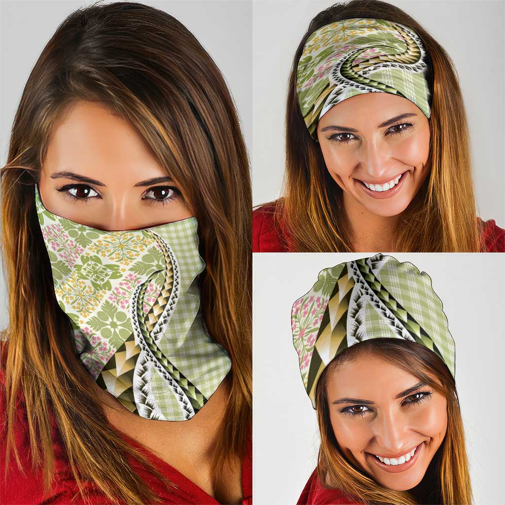 Aloha Vintage Palaka Floral Hawaiian Quilt Neck Gaiter Omaomao Motif - Polynesian Pride