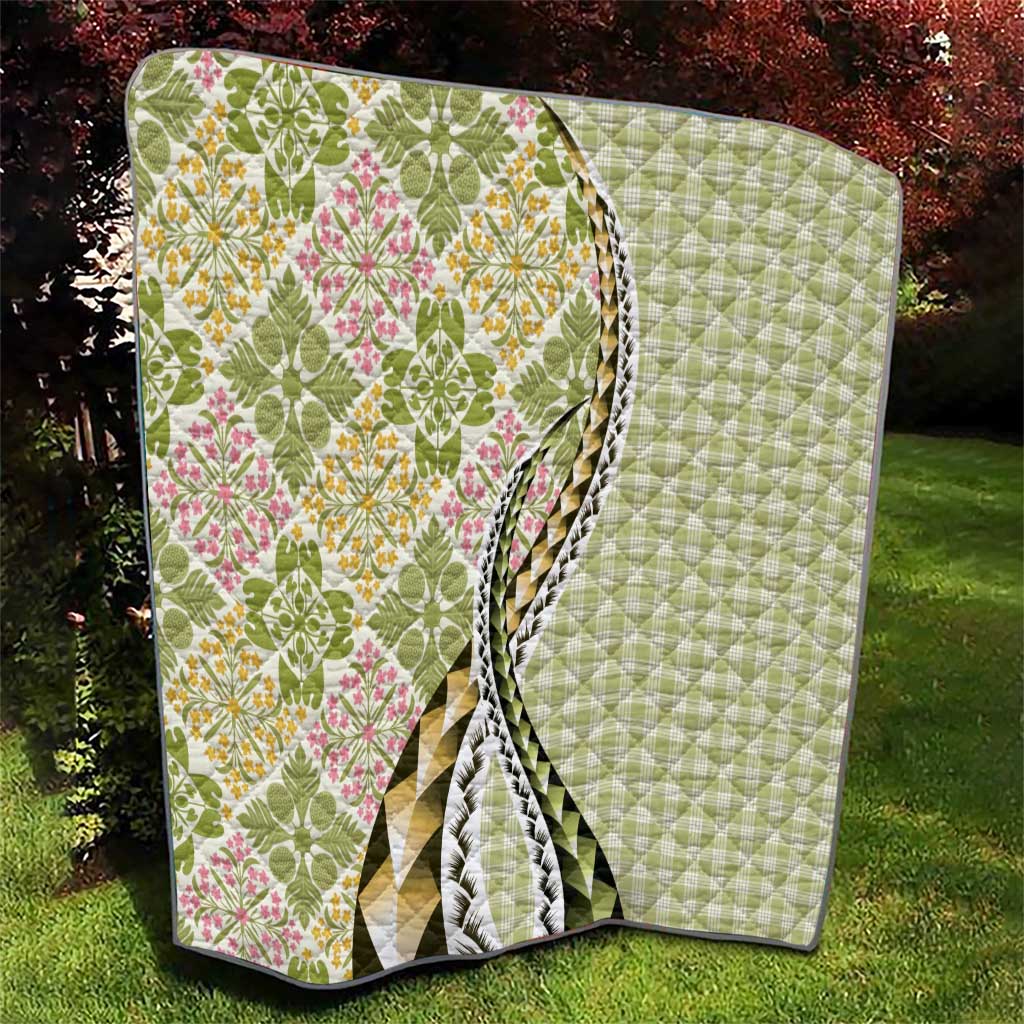 Aloha Vintage Palaka Floral Hawaiian Quilt Quilt Omaomao Motif - Polynesian Pride