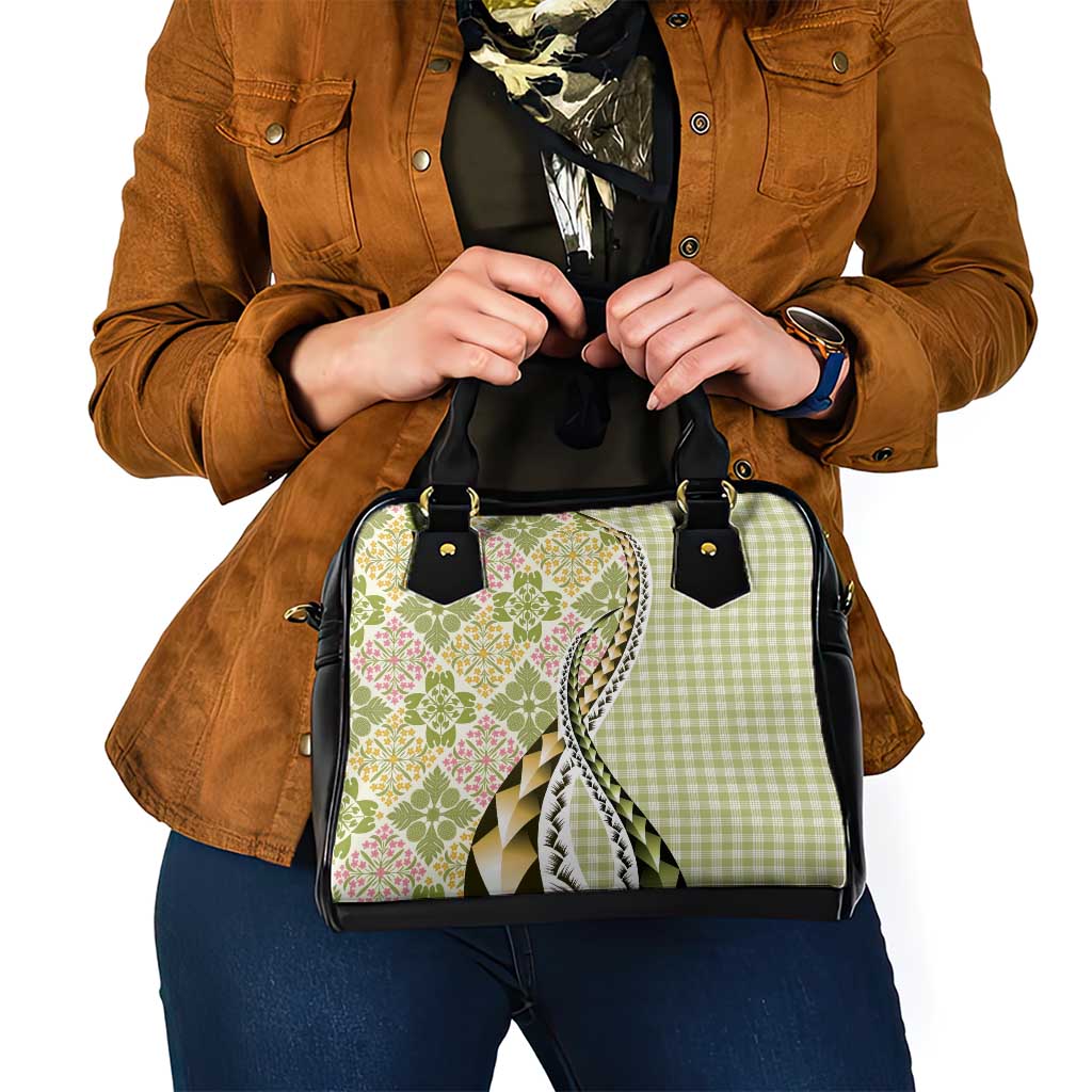 Aloha Vintage Palaka Floral Hawaiian Quilt Shoulder Handbag Omaomao Motif - Polynesian Pride