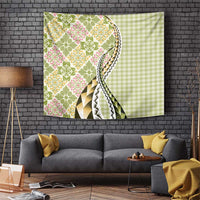Aloha Vintage Palaka Floral Hawaiian Quilt Tapestry Omaomao Motif - Polynesian Pride