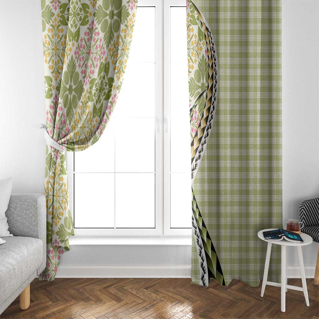 Aloha Vintage Palaka Floral Hawaiian Quilt Window Curtain Omaomao Motif - Polynesian Pride