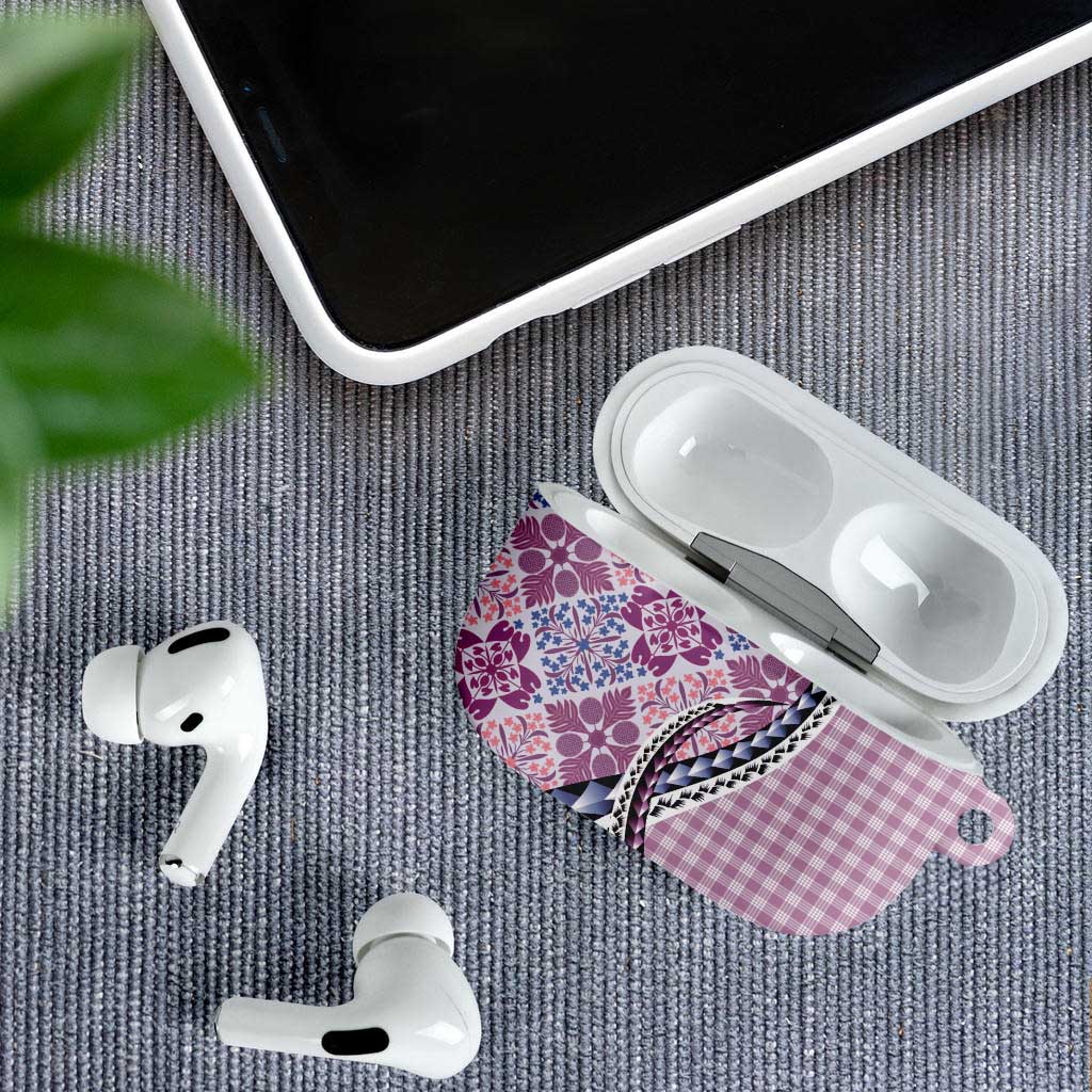 Aloha Vintage Palaka Floral Hawaiian Quilt AirPods Case Akala Motif - Polynesian Pride