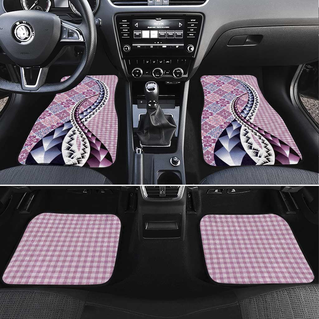 Aloha Vintage Palaka Floral Hawaiian Quilt Car Mats Akala Motif - Polynesian Pride