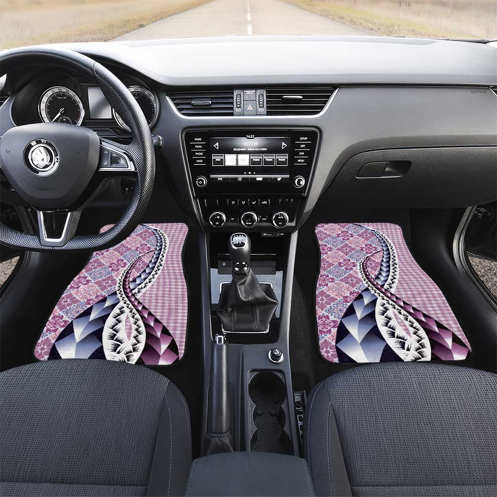 Aloha Vintage Palaka Floral Hawaiian Quilt Car Mats Akala Motif - Polynesian Pride