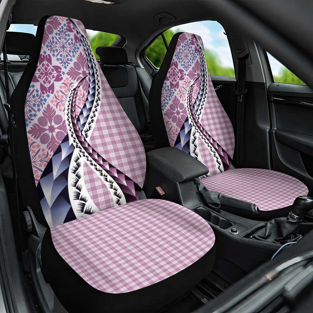 Aloha Vintage Palaka Floral Hawaiian Quilt Car Seat Cover Akala Motif - Polynesian Pride