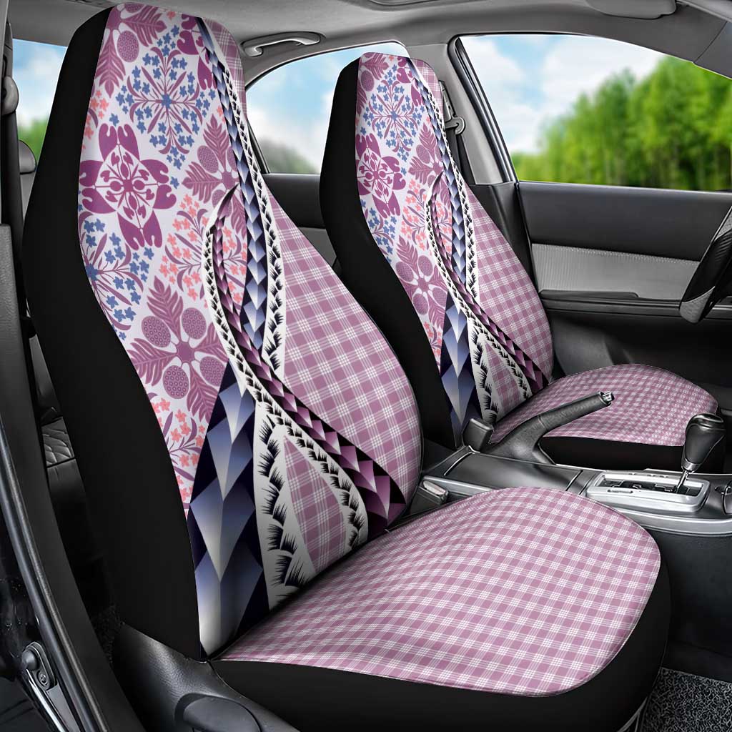 Aloha Vintage Palaka Floral Hawaiian Quilt Car Seat Cover Akala Motif - Polynesian Pride