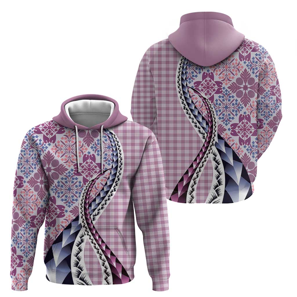 Aloha Vintage Palaka Floral Hawaiian Quilt Hoodie Akala Motif - Polynesian Pride