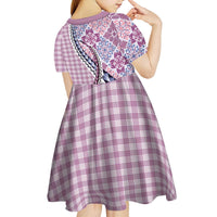 Aloha Vintage Palaka Floral Hawaiian Quilt Kid Short Sleeve Dress Akala Motif - Polynesian Pride