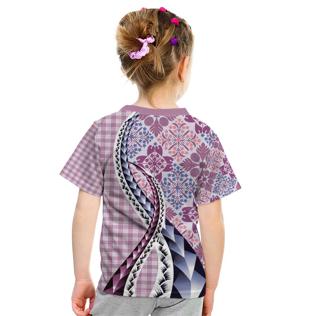 Aloha Vintage Palaka Floral Hawaiian Quilt Kid T Shirt Akala Motif - Polynesian Pride