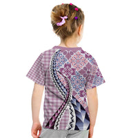 Aloha Vintage Palaka Floral Hawaiian Quilt Kid T Shirt Akala Motif - Polynesian Pride