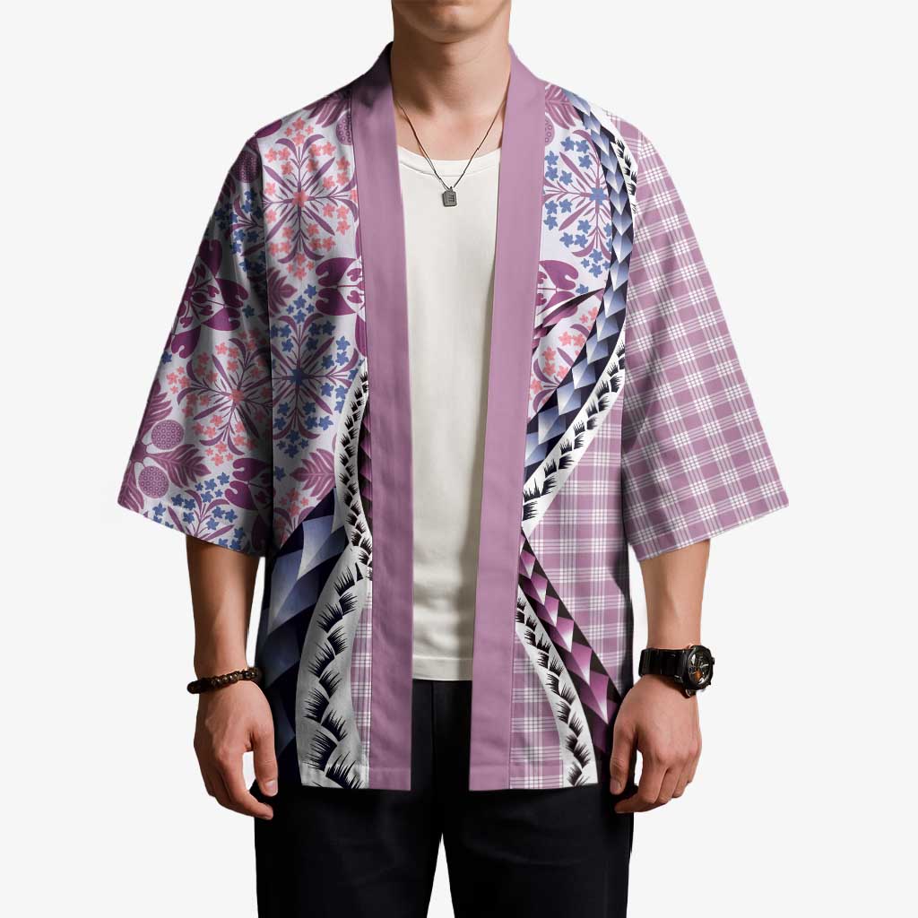 Aloha Vintage Palaka Floral Hawaiian Quilt Kimono Akala Motif LT9 - Polynesian Pride