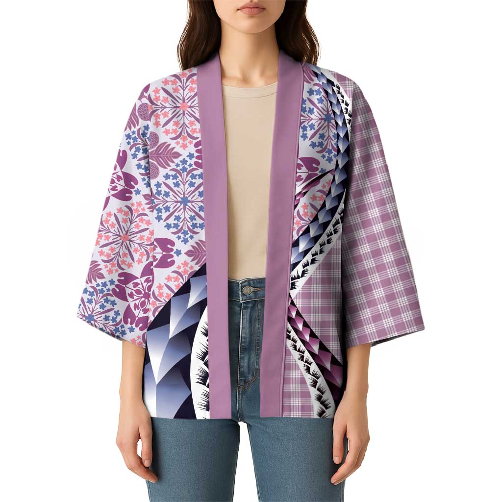 Aloha Vintage Palaka Floral Hawaiian Quilt Kimono Akala Motif LT9 - Polynesian Pride