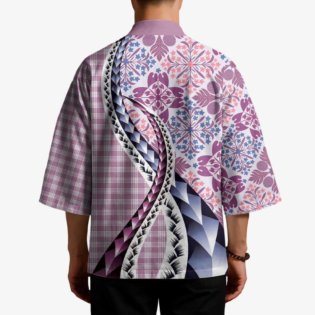 Aloha Vintage Palaka Floral Hawaiian Quilt Kimono Akala Motif LT9 - Polynesian Pride