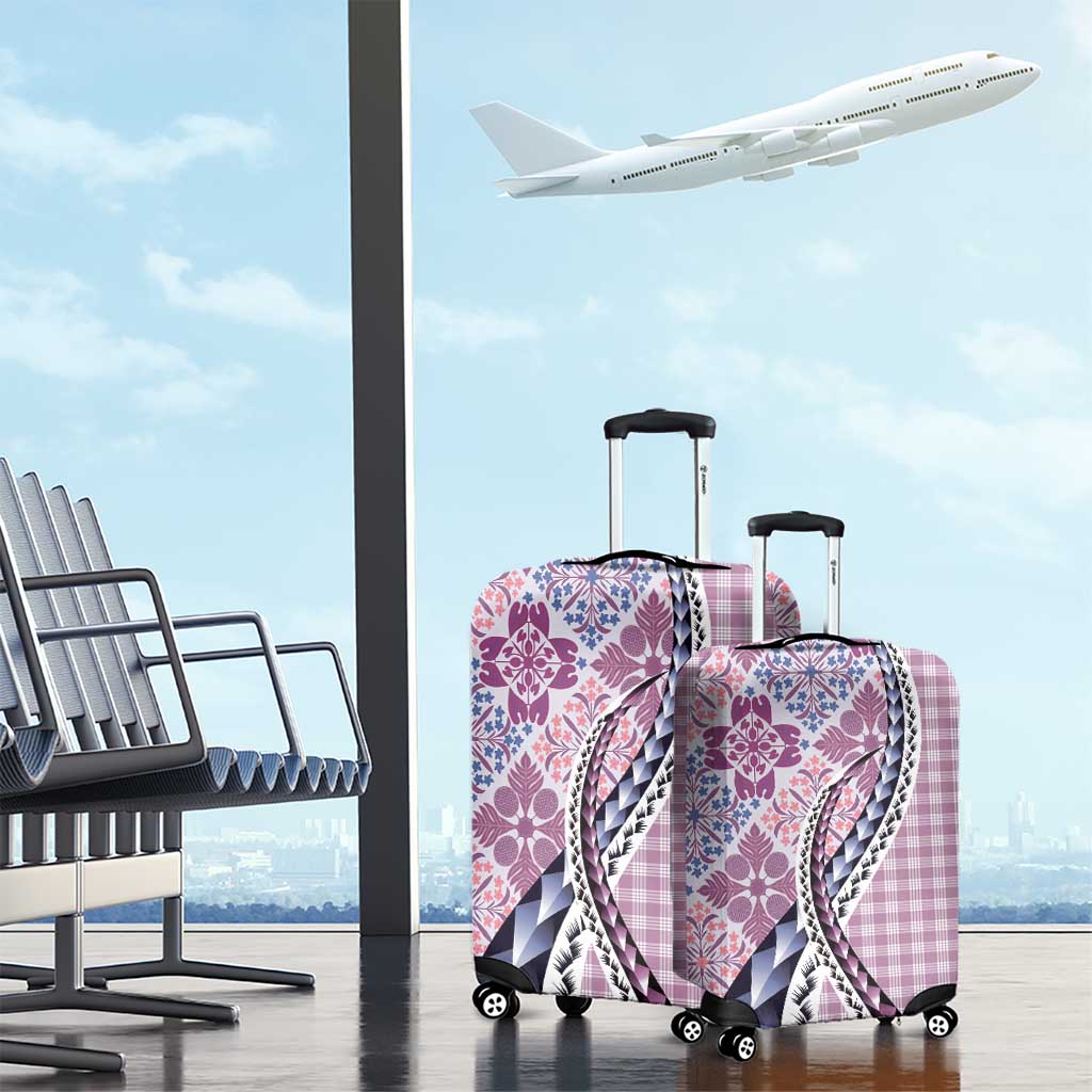Aloha Vintage Palaka Floral Hawaiian Quilt Luggage Cover Akala Motif - Polynesian Pride