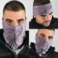 Aloha Vintage Palaka Floral Hawaiian Quilt Neck Gaiter Akala Motif - Polynesian Pride