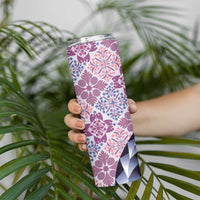 Aloha Vintage Palaka Floral Hawaiian Quilt Skinny Tumbler Akala Motif LT9 - Polynesian Pride