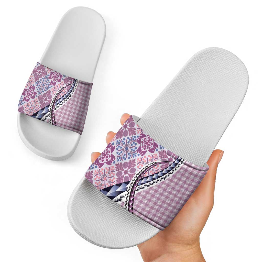 Aloha Vintage Palaka Floral Hawaiian Quilt Slide Sandals Akala Motif - Polynesian Pride