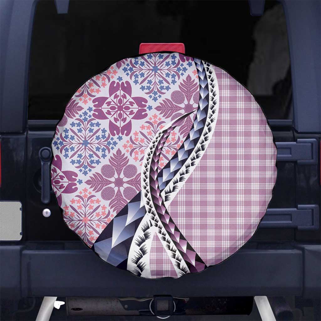 Aloha Vintage Palaka Floral Hawaiian Quilt Spare Tire Cover Akala Motif - Polynesian Pride