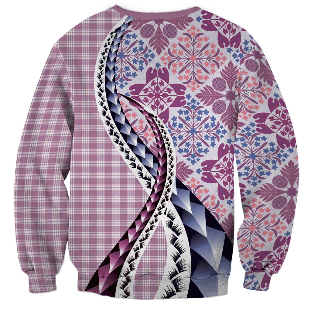 Aloha Vintage Palaka Floral Hawaiian Quilt Sweatshirt Akala Motif - Polynesian Pride