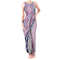 Aloha Vintage Palaka Floral Hawaiian Quilt Tank Maxi Dress Akala Motif - Polynesian Pride