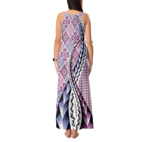Aloha Vintage Palaka Floral Hawaiian Quilt Tank Maxi Dress Akala Motif - Polynesian Pride