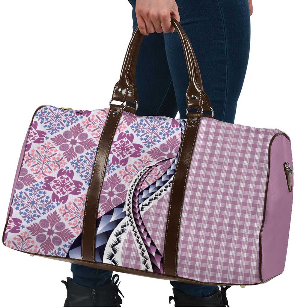 Aloha Vintage Palaka Floral Hawaiian Quilt Travel Bag Akala Motif - Polynesian Pride