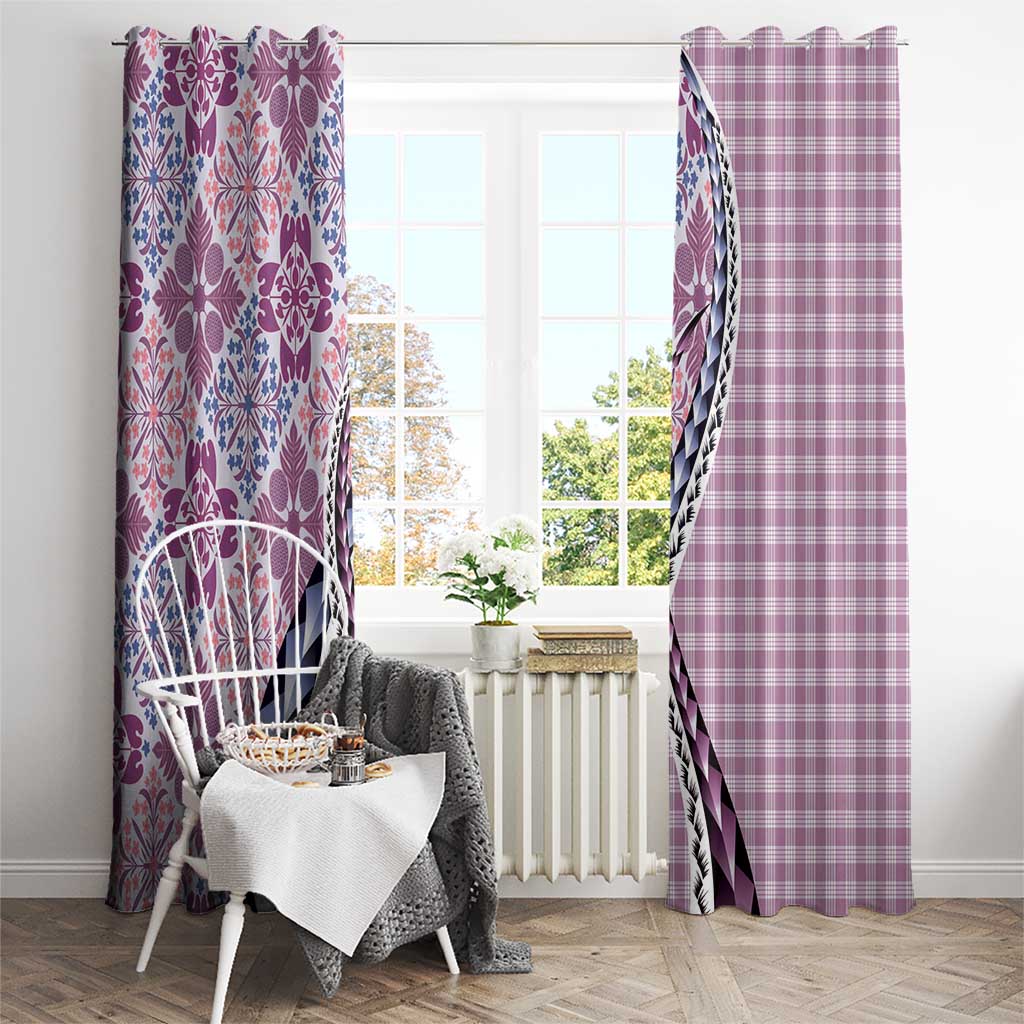 Aloha Vintage Palaka Floral Hawaiian Quilt Window Curtain Akala Motif - Polynesian Pride
