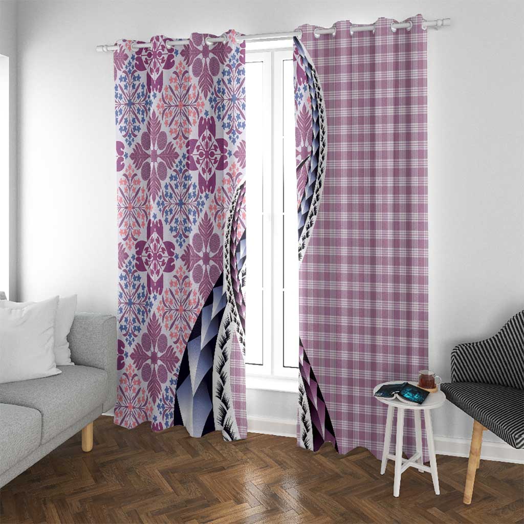Aloha Vintage Palaka Floral Hawaiian Quilt Window Curtain Akala Motif - Polynesian Pride