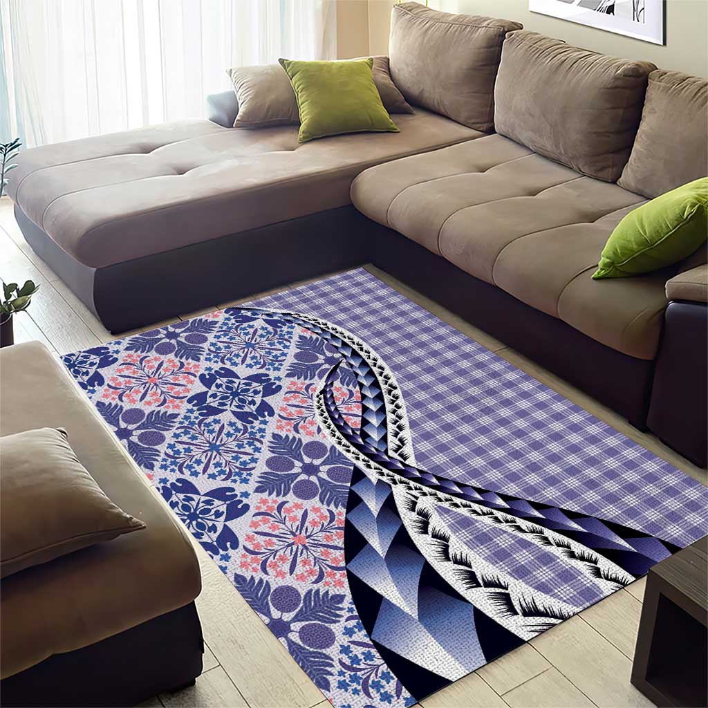 Aloha Vintage Palaka Floral Hawaiian Quilt Area Rug Poni Motif - Polynesian Pride