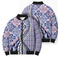 Aloha Vintage Palaka Floral Hawaiian Quilt Bomber Puffer Jacket Poni Motif - Polynesian Pride