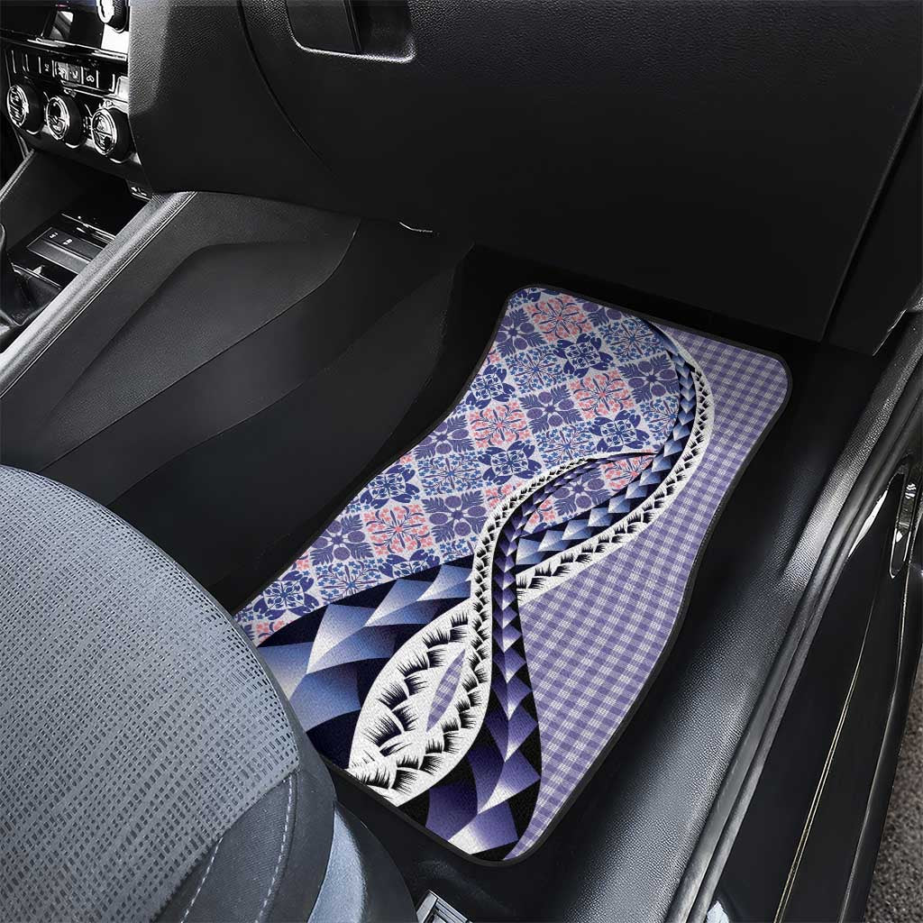 Aloha Vintage Palaka Floral Hawaiian Quilt Car Mats Poni Motif - Polynesian Pride