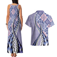 Aloha Vintage Palaka Floral Hawaiian Quilt Couples Matching Tank Maxi Dress and Hawaiian Shirt Poni Motif LT9 - Polynesian Pride