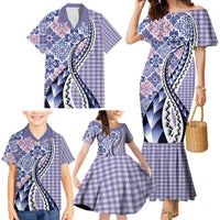 Aloha Vintage Palaka Floral Hawaiian Quilt Family Matching Mermaid Dress and Hawaiian Shirt Poni Motif LT9 - Polynesian Pride