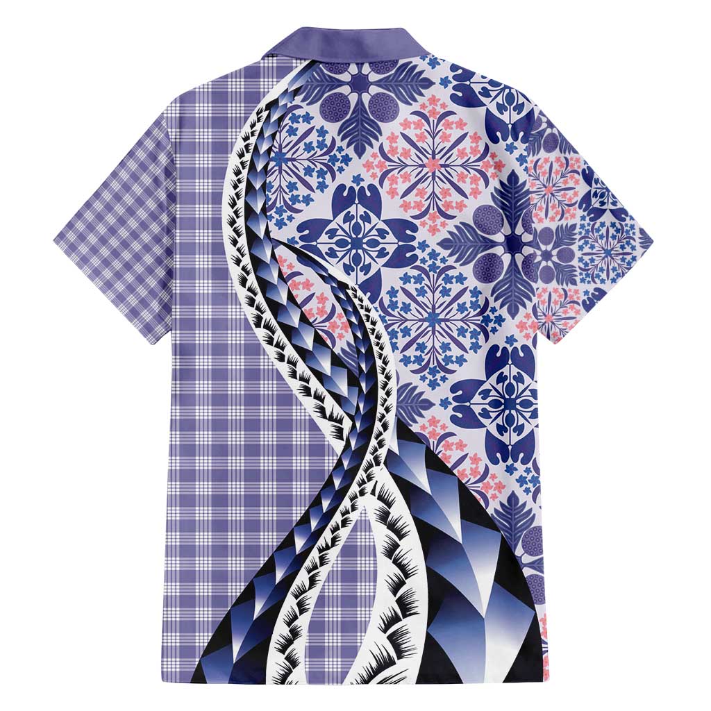 Aloha Vintage Palaka Floral Hawaiian Quilt Family Matching Off Shoulder Short Dress and Hawaiian Shirt Poni Motif LT9 - Polynesian Pride