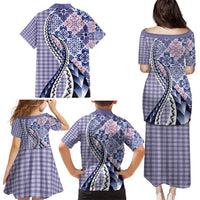 Aloha Vintage Palaka Floral Hawaiian Quilt Family Matching Puletasi and Hawaiian Shirt Poni Motif LT9 - Polynesian Pride
