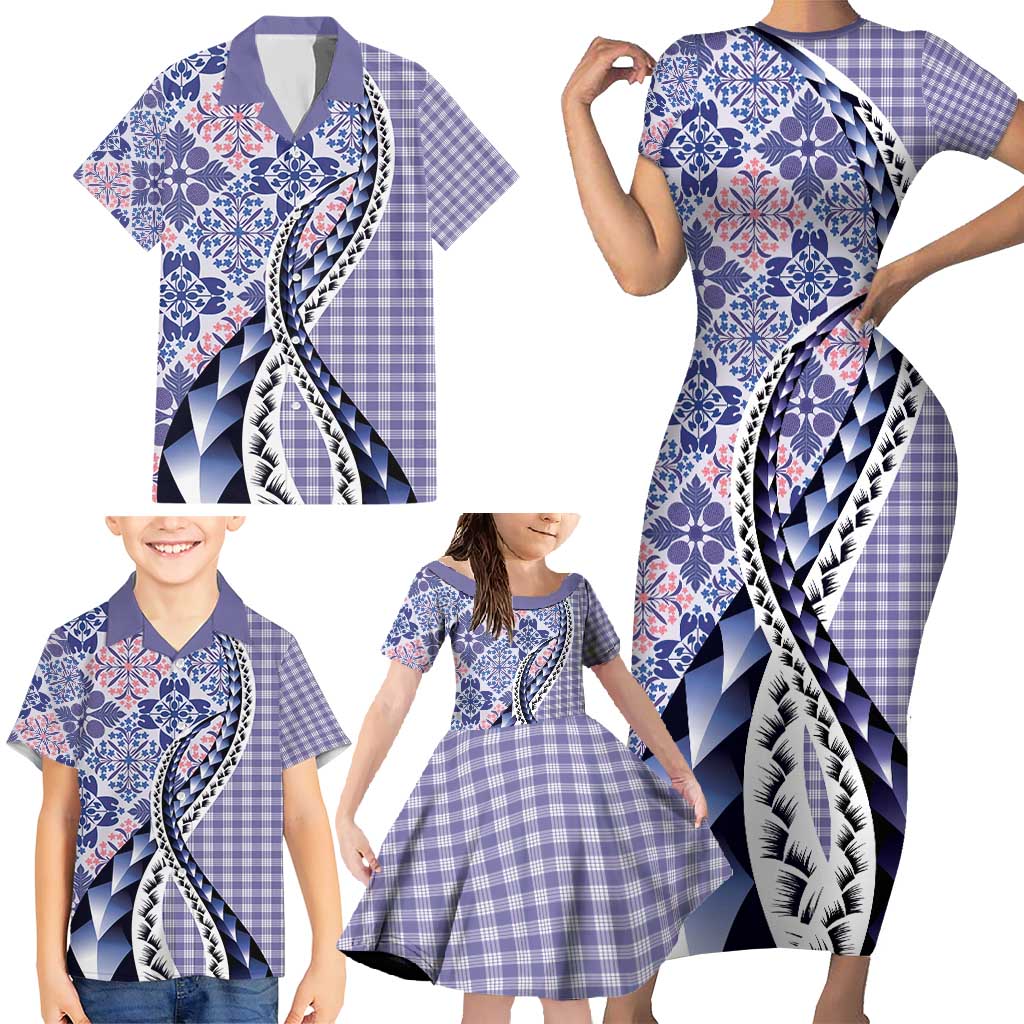 Aloha Vintage Palaka Floral Hawaiian Quilt Family Matching Short Sleeve Bodycon Dress and Hawaiian Shirt Poni Motif LT9 - Polynesian Pride