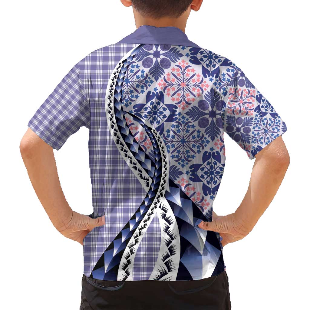 Aloha Vintage Palaka Floral Hawaiian Quilt Family Matching Summer Maxi Dress and Hawaiian Shirt Poni Motif LT9 - Polynesian Pride